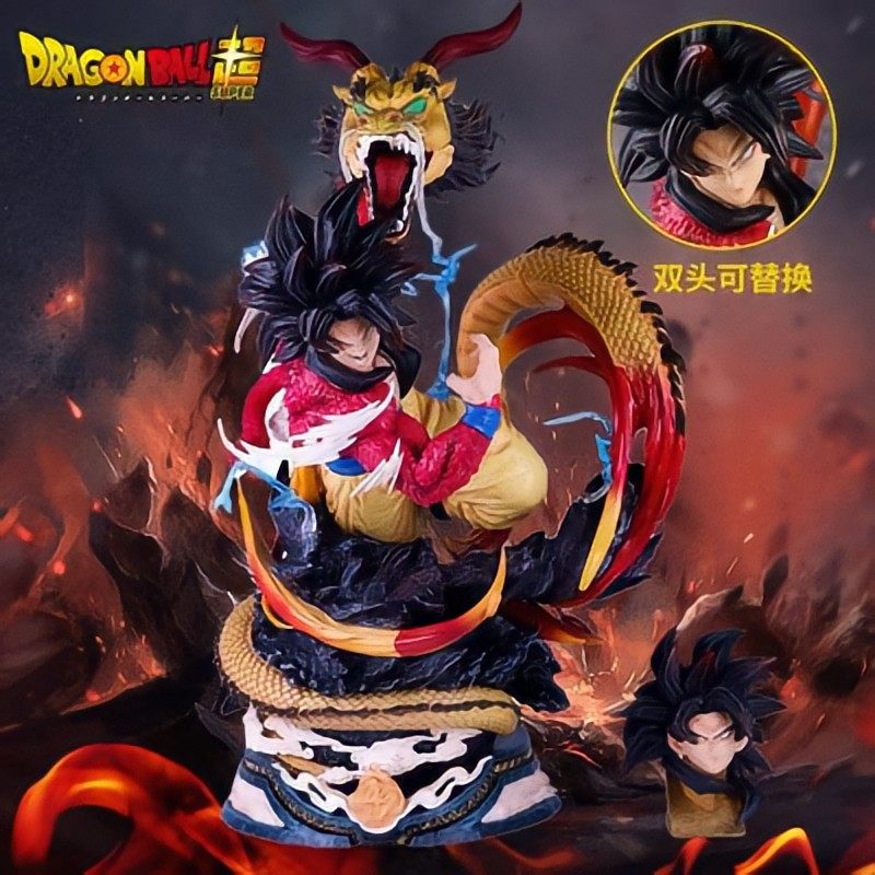 45cm Anime Dragon Ball LS Super Saiyan 4 Dragon Fist Goku Action Figure Statue Collection Model Toy Gift