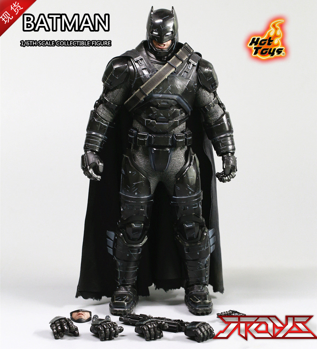 HOTTOYS HT 1/6 Batman galvanisierte schwarze Chrom-Schwerlastpanzerung Limited Edition MMS356 Actionfigur