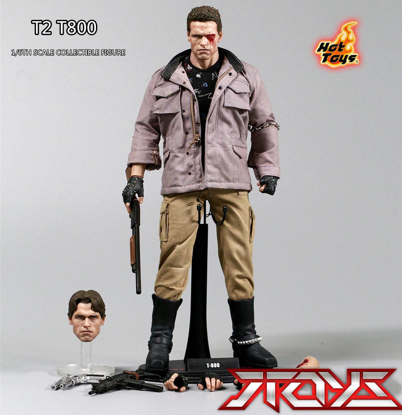 HT HOTTOYS Terminator T1 T800 First Edition Arnold Schwarzenegger Figur im Maßstab 1:6