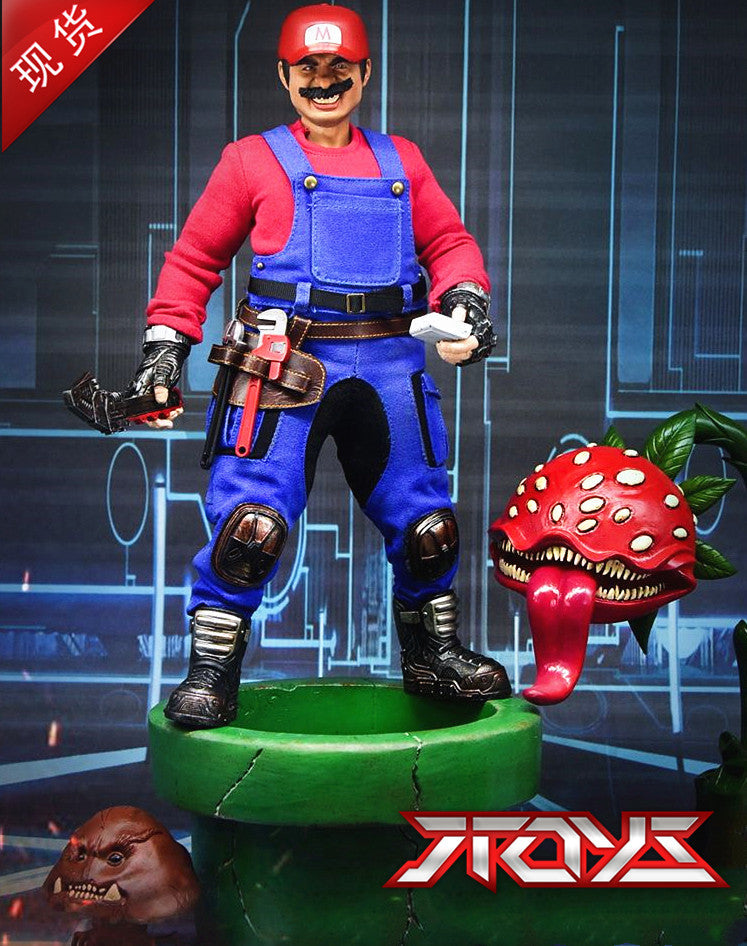 D7TOYS 1/6 Klempner Mario Super Mario Mario mit Piranha Deluxe Set Actionfigur