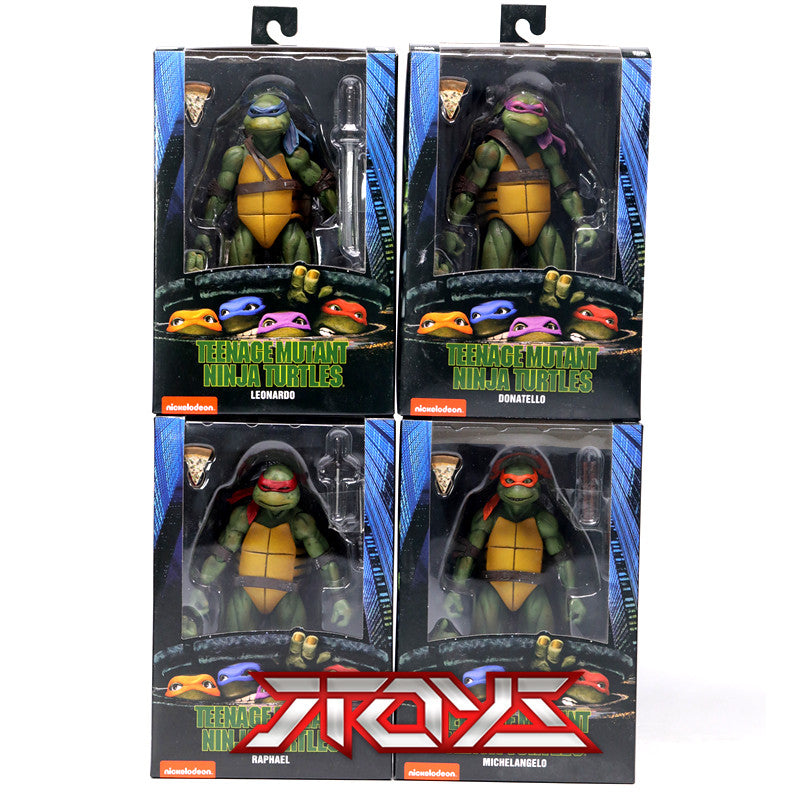 Set von vier NECA Teenage Mutant Ninja Turtles SDCC Venue Limited 1990 Filmversion bewegliche Figuren
