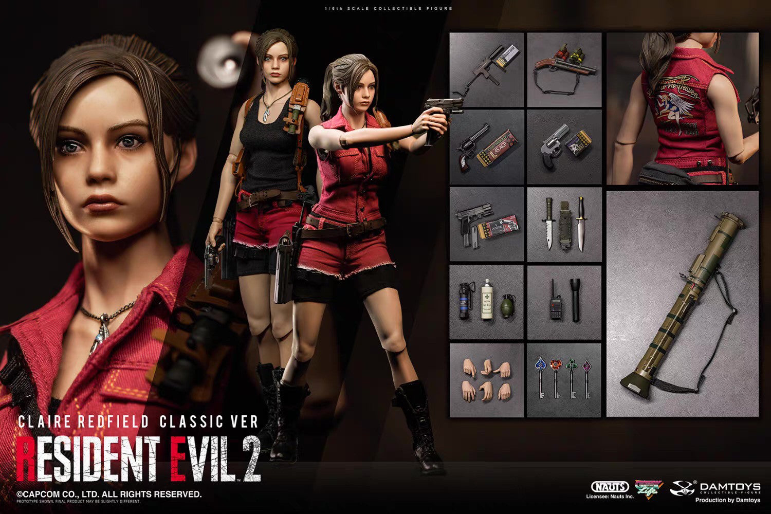 DAMTOYS 1/6 Resident Evil 2 Claire Redfield CLAIRE Classic Edition DMS038 Actionfigur