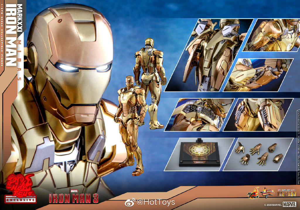 HotToys HT MMS586 Iron Man MK21 Gold 20th Anniversary Die-cast Alloy Disney Actionfigur