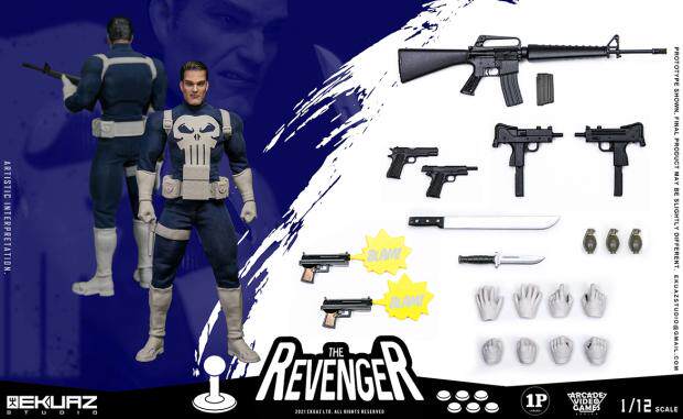 EKUAZ STUDIO 1/12 Arcade Game Avenger Punisher Artikulierte Figur EKS06