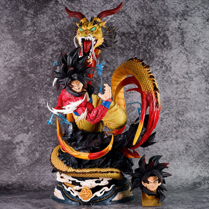 45cm Anime Dragon Ball LS Super Saiyan 4 Dragon Fist Goku Action Figure Statue Collection Model Toy Gift