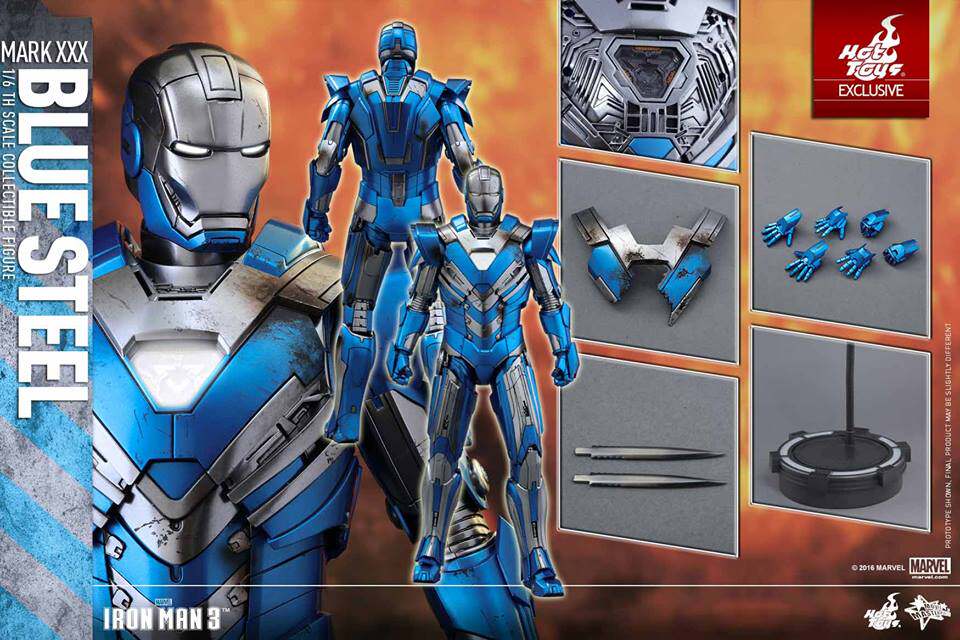 HotToys HT Iron Man 3 MK30 Blue Steel Limited Edition MMS391 Actionfigur