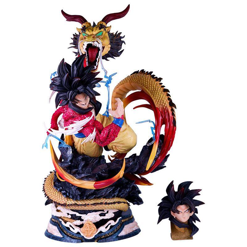 45cm Anime Dragon Ball LS Super Saiyan 4 Dragon Fist Goku Action Figure Statue Collection Model Toy Gift
