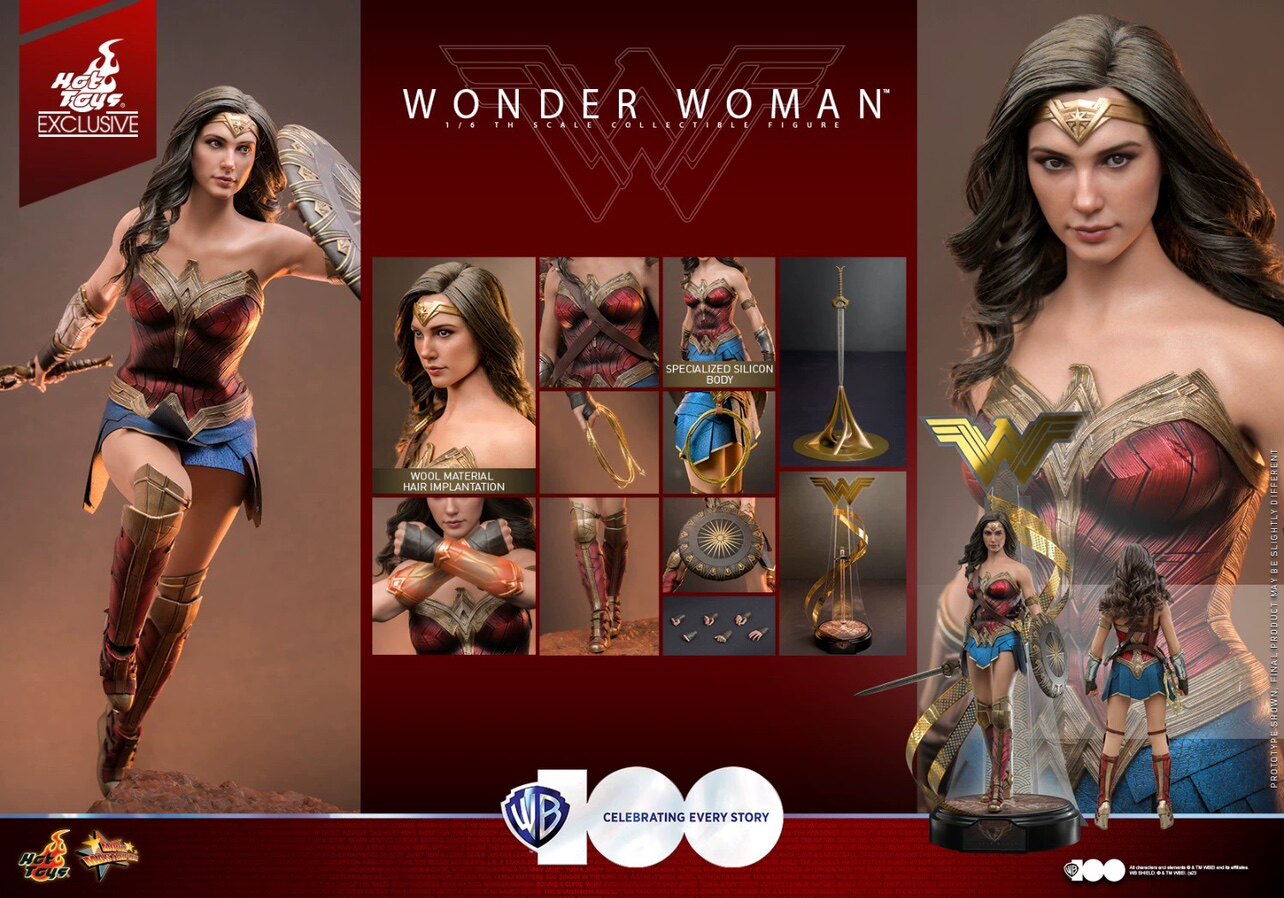 Hottoys 1/6HT Wonder Woman 7.0 Wollhaar-Transplantations-Version 100 Warner Jubiläums-Limitierte Edition MMS698 Actionfigur
