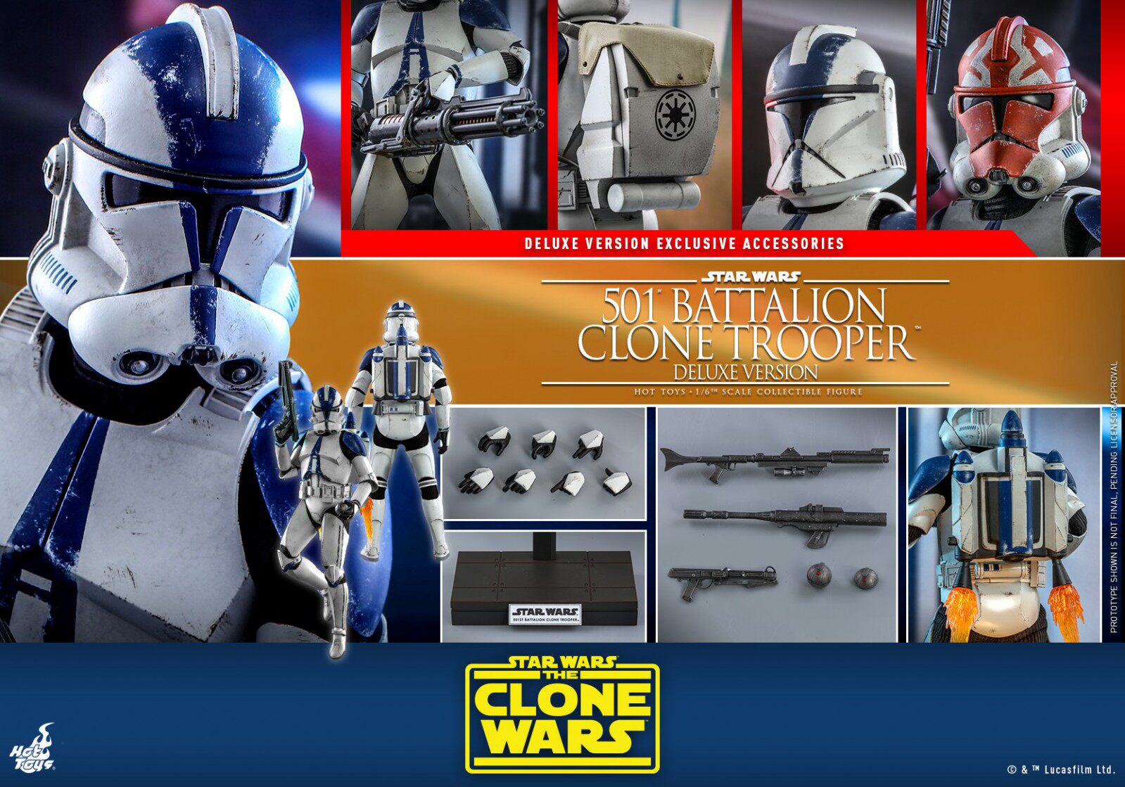 HOTTOYS HT 1/6 Star Wars 501st Legion Klonsoldat Figur TMS023 Deluxe Edition