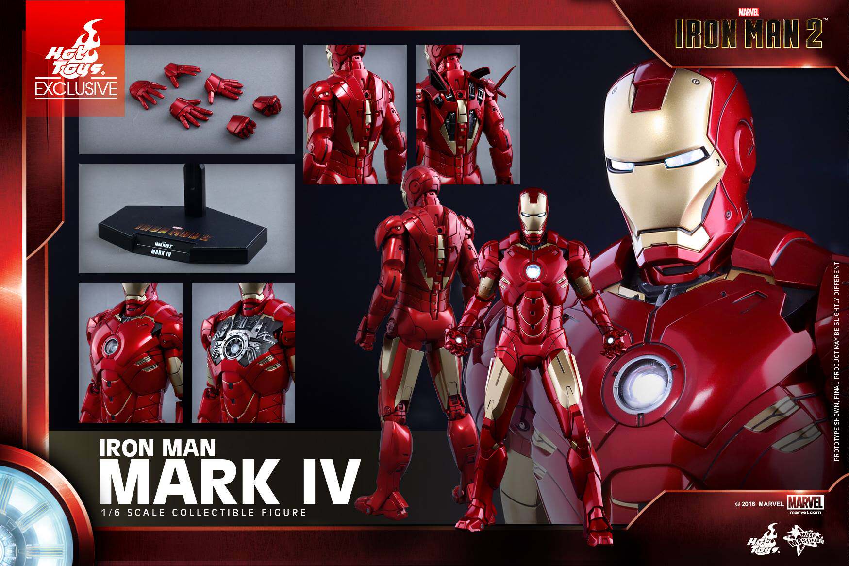 HOTTOYS HT Iron Man MK4 Metallic 1/6 Kunststoff Disney Limited MMS338 Actionfigur