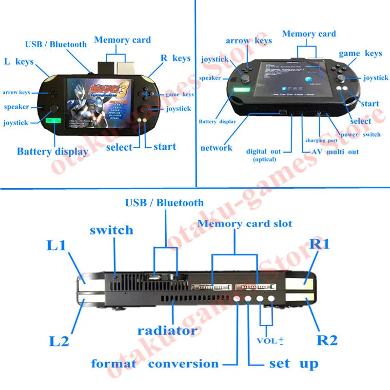 2023 New Original PS2P-8H Portable Game Console 8 Inch IPS Screen 1080*720 Made from real PS2 motherboard Support Bluetooth