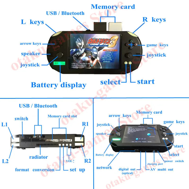 2023 New Original PS2P-8H Portable Game Console 8 Inch IPS Screen 1080*720 Made from real PS2 motherboard Support Bluetooth