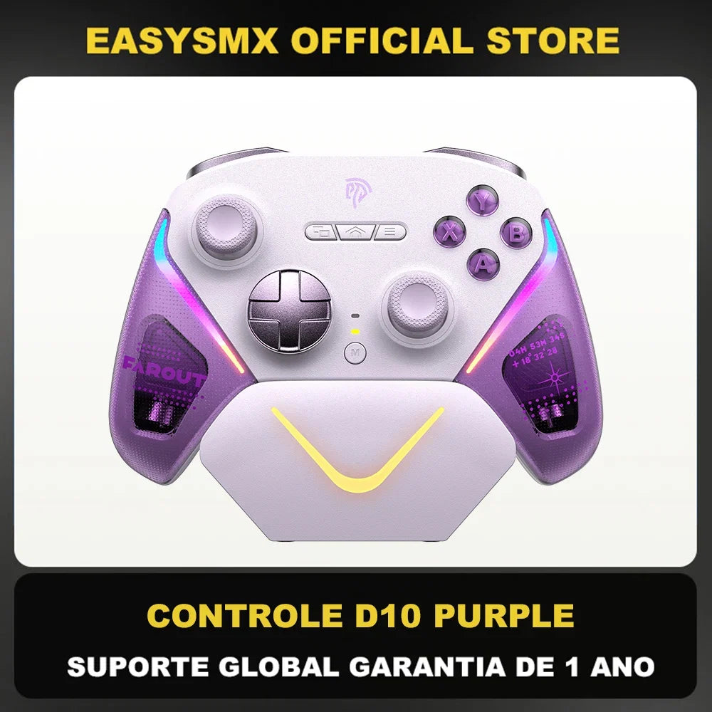 EasySMX D10 Wireless Gamepd TMR Sticks Charging Dock Controller Compatible with PC/Switch/Phone/Steam/TV, Dual-Mode Triggers