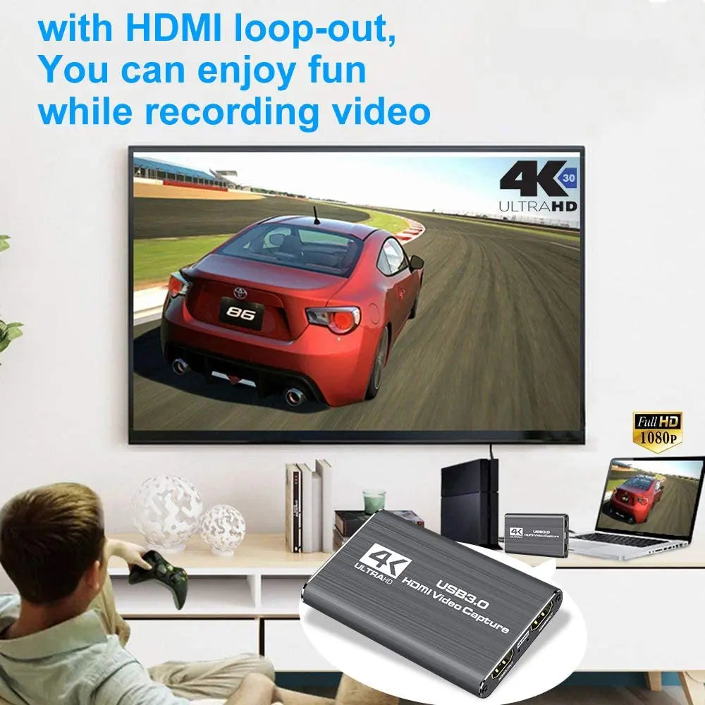 Navceker USB 3.0 HDMI Game Capture Card 1080P 4K placa de video Reliable streaming Adapter For Live Broadcasts Video Recording