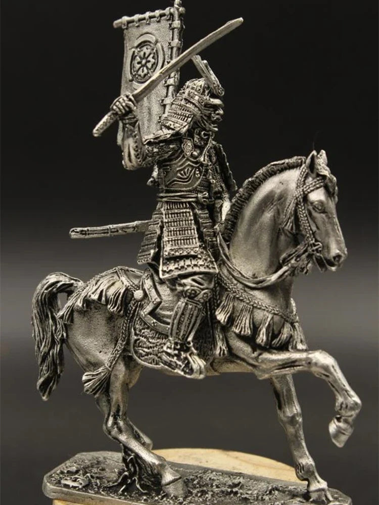 Metal Ancient Soldier Model Japanese Warring Country Oda Family Riding Samurai Home Office and Bar Decor Customize Gifts 1/30
