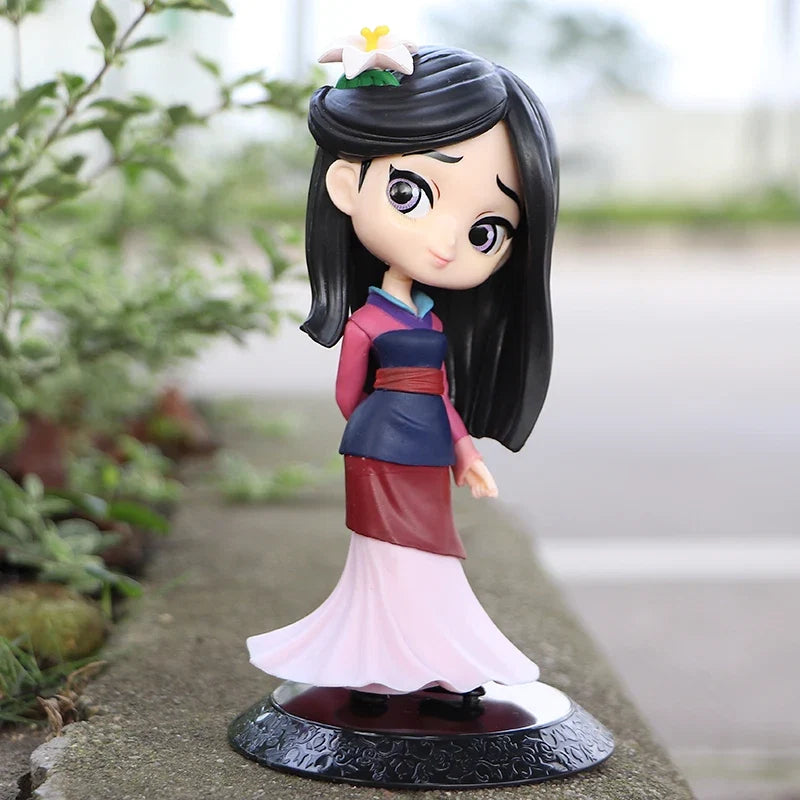 Miniso 14cm Q Posket Princess Mulan Figure Model Toys Cake Figure Animation Model Dolls Gifts home decor birthday party