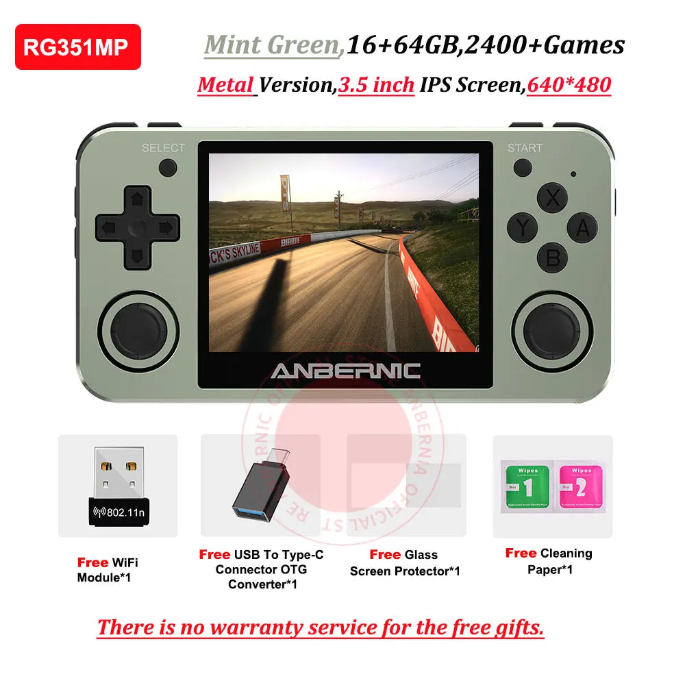 ANBERNIC RG351MP Portable Game Player Pocket Game Machine 3.5 Inch IPS Screen Support  Games External Wifi 64G 2400 Games