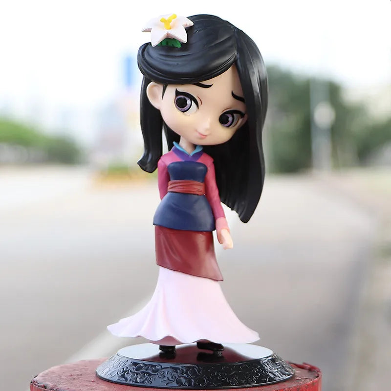 Miniso 14cm Q Posket Princess Mulan Figure Model Toys Cake Figure Animation Model Dolls Gifts home decor birthday party