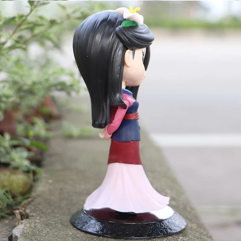 Miniso 14cm Q Posket Princess Mulan Figure Model Toys Cake Figure Animation Model Dolls Gifts home decor birthday party