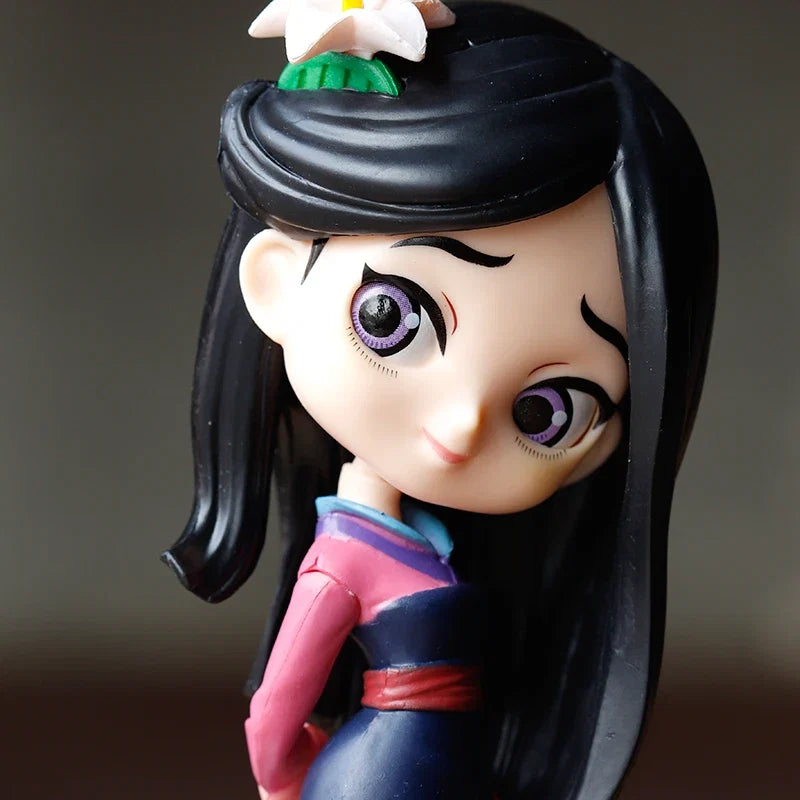 Miniso 14cm Q Posket Princess Mulan Figure Model Toys Cake Figure Animation Model Dolls Gifts home decor birthday party