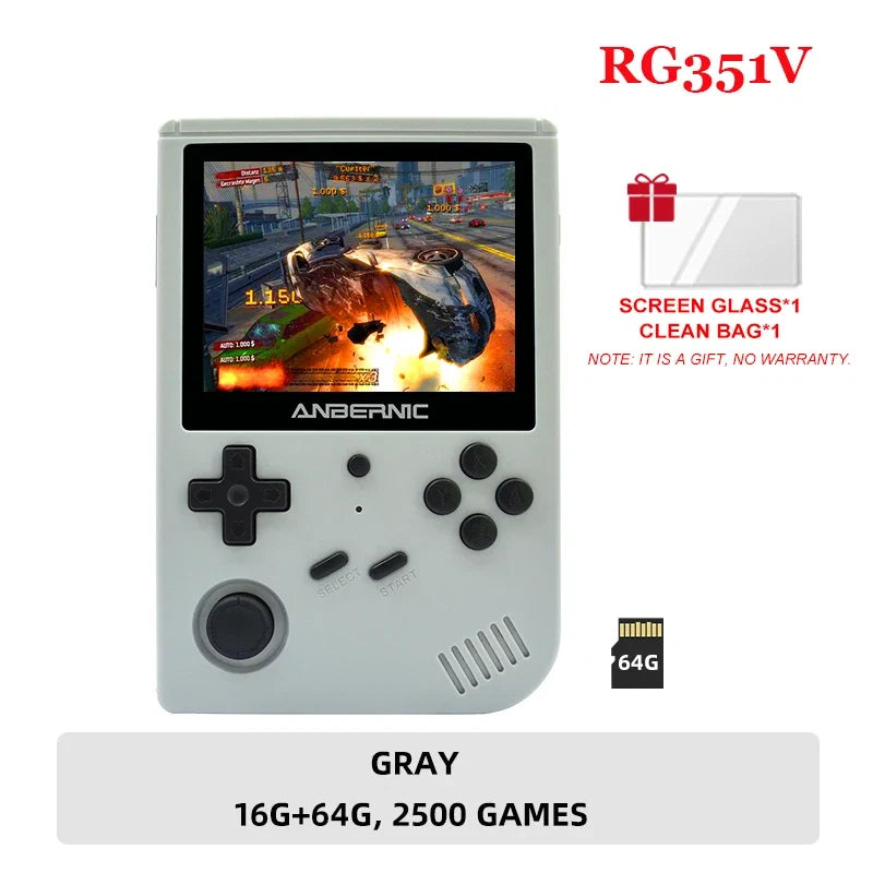ANBERNIC RG351V Handheld Game Player IPS Screen 64G Card 2500 Classic Games RK3326 Open Source Retro Portable Game Console Gifts