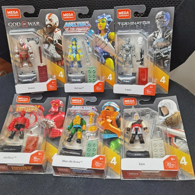 Helden Evil-Lyn Kratos Ezio Hellboy T-800 Man-At-Arms Mega Construx 6 Figuren