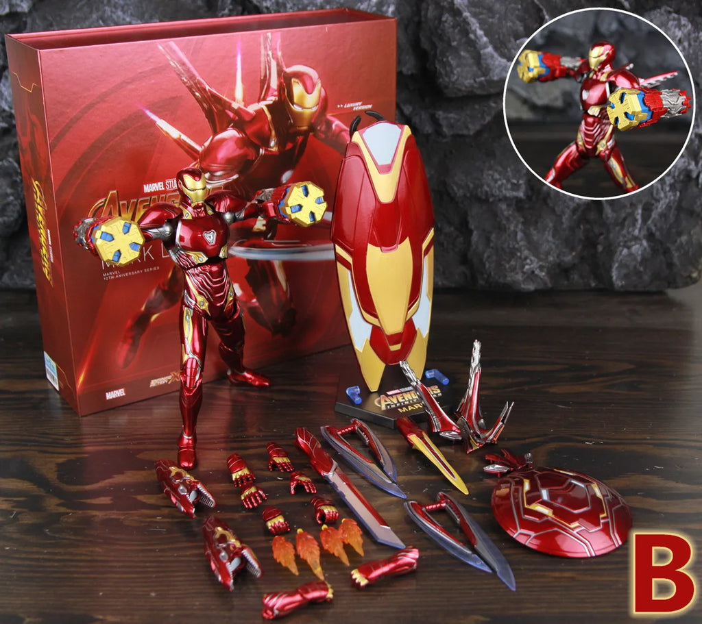 ZD Toys Deluxe Ironman Mark L 50 MK50 Nano Armor Weapons 7" Action Figure LED Light Platform Tony Stark Infinity War Model Doll
