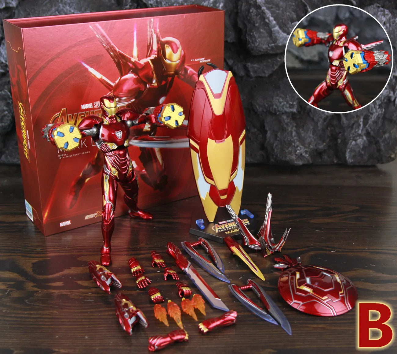 ZD Toys Deluxe Ironman Mark L 50 MK50 Nano Armor Weapons 7" Action Figure LED Light Platform Tony Stark Infinity War Model Doll