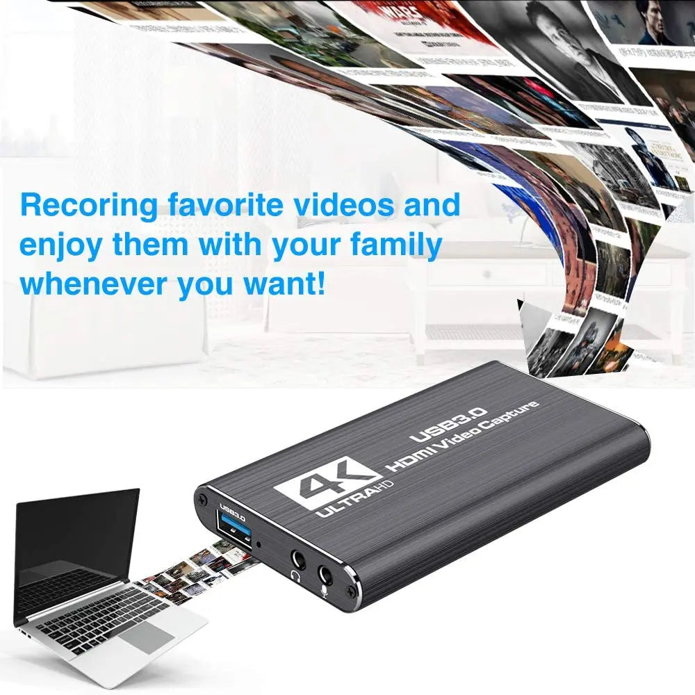 Navceker USB 3.0 HDMI Game Capture Card 1080P 4K placa de video Reliable streaming Adapter For Live Broadcasts Video Recording