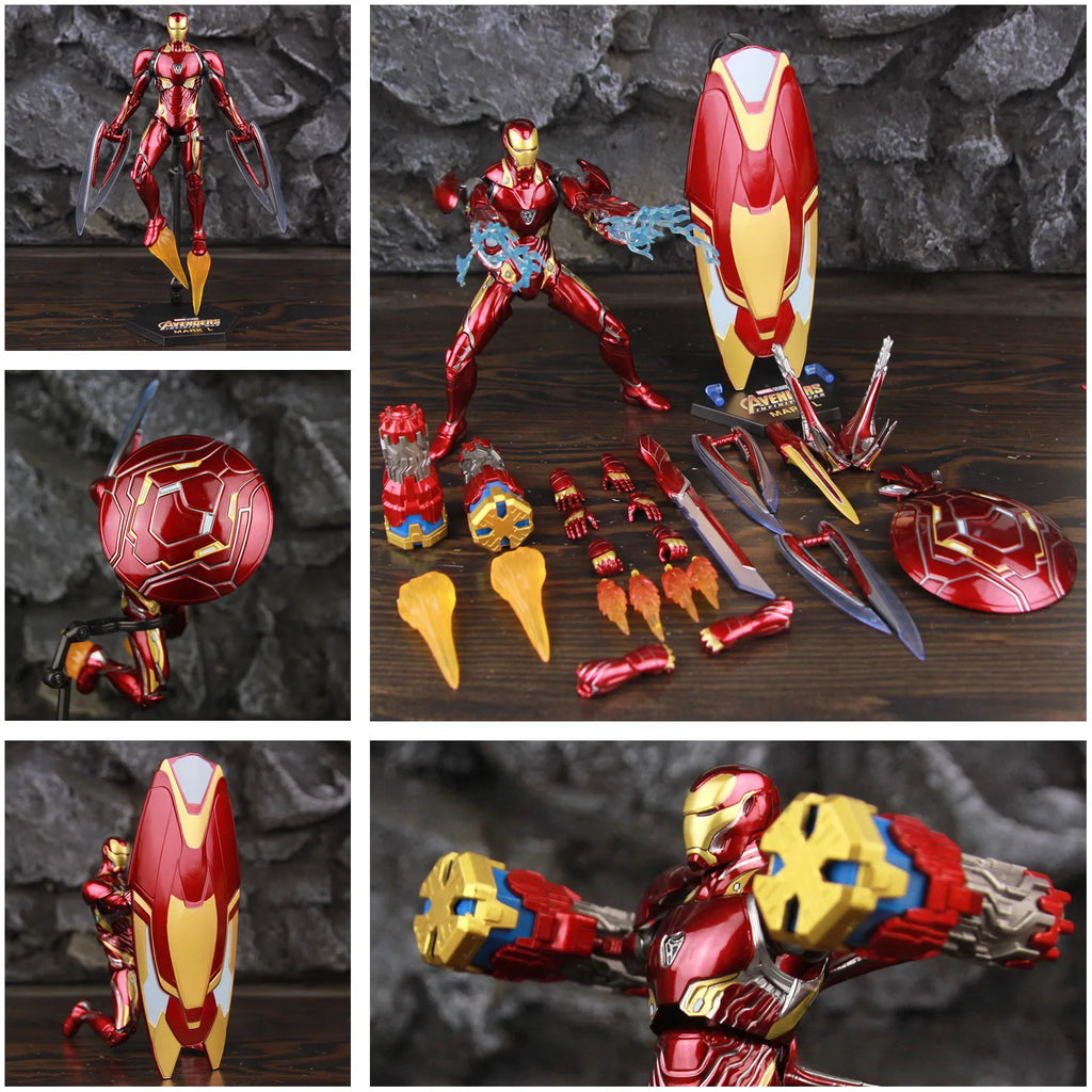 ZD Toys Deluxe Ironman Mark L 50 MK50 Nano Armor Weapons 7" Action Figure LED Light Platform Tony Stark Infinity War Model Doll