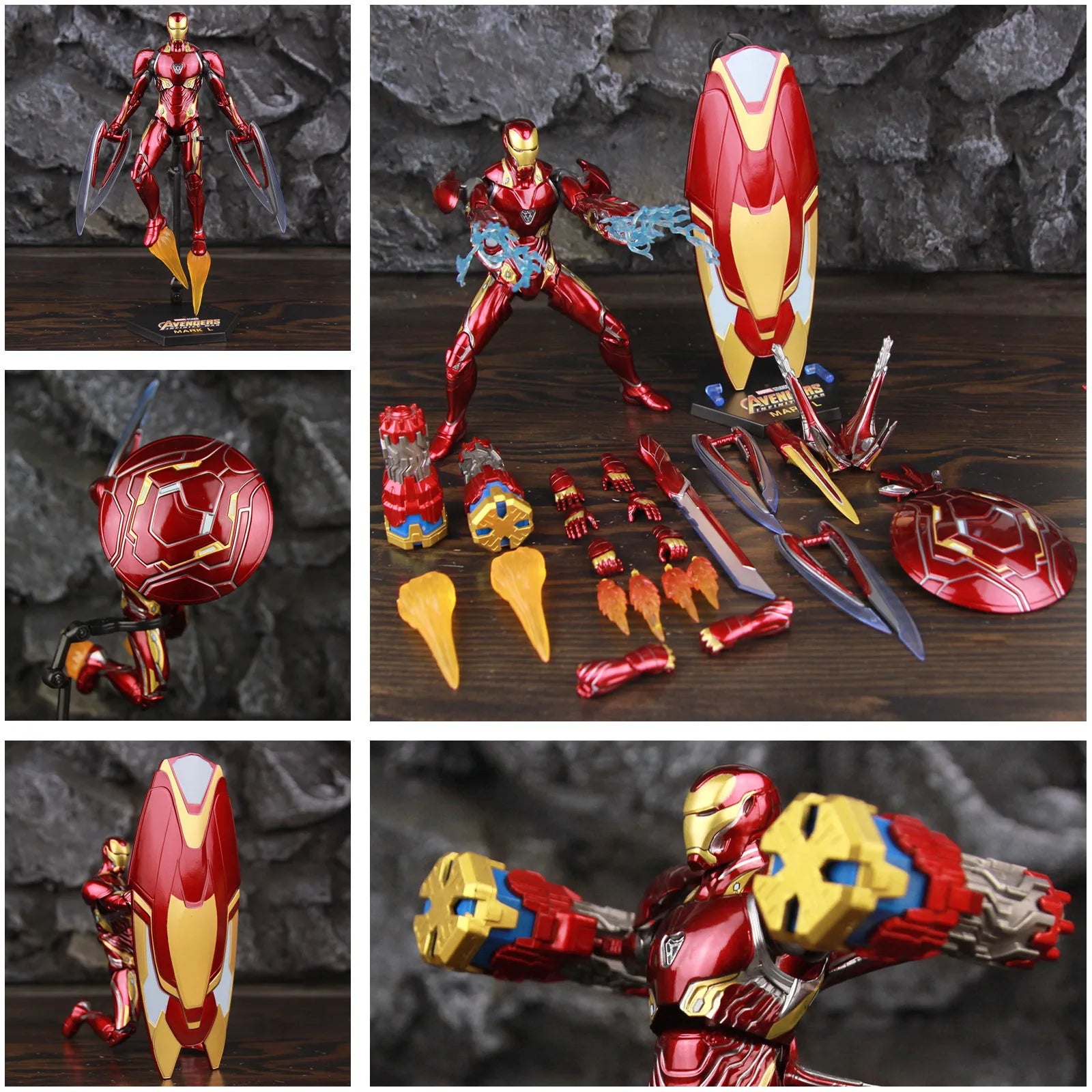 ZD Toys Deluxe Ironman Mark L 50 MK50 Nano Armor Weapons 7" Action Figure LED Light Platform Tony Stark Infinity War Model Doll