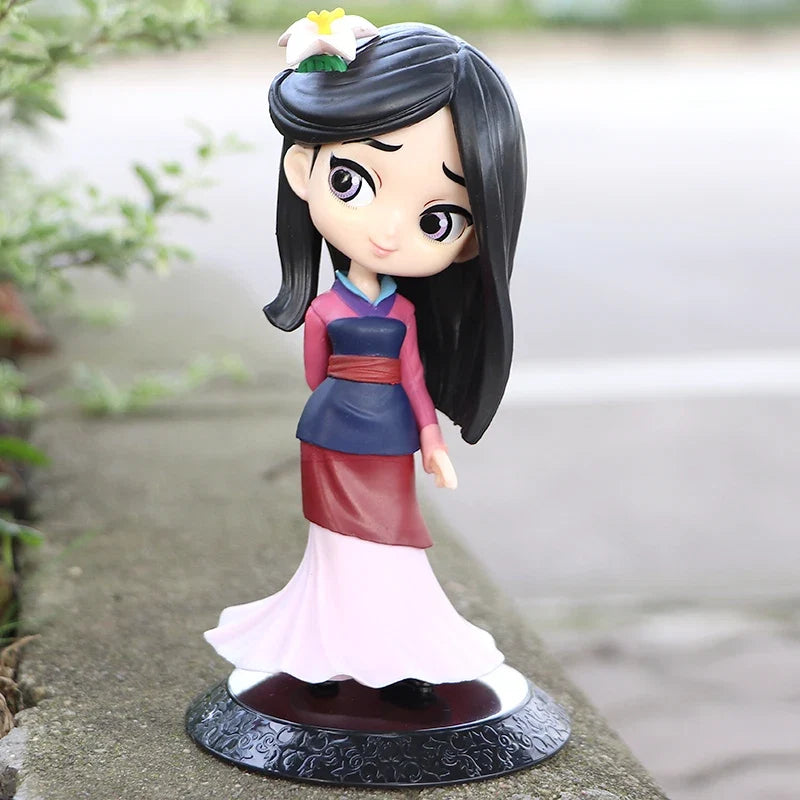 Miniso 14cm Q Posket Princess Mulan Figure Model Toys Cake Figure Animation Model Dolls Gifts home decor birthday party