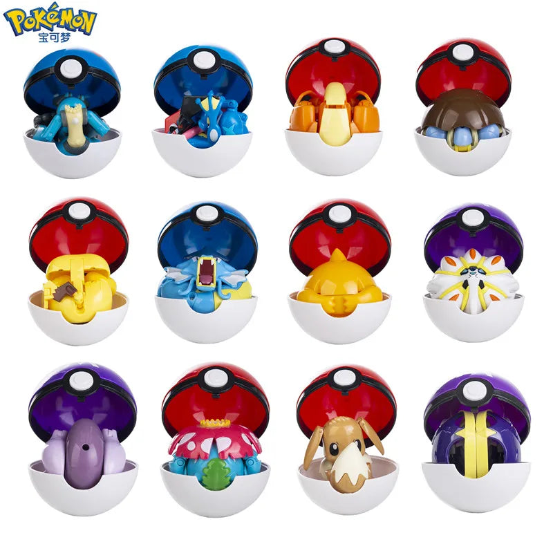 New Pokemon Figures Genuine Original Box Pikachu Charizard Greninja Pocket Monster Pokeball Action Deformation Model Toys Gift