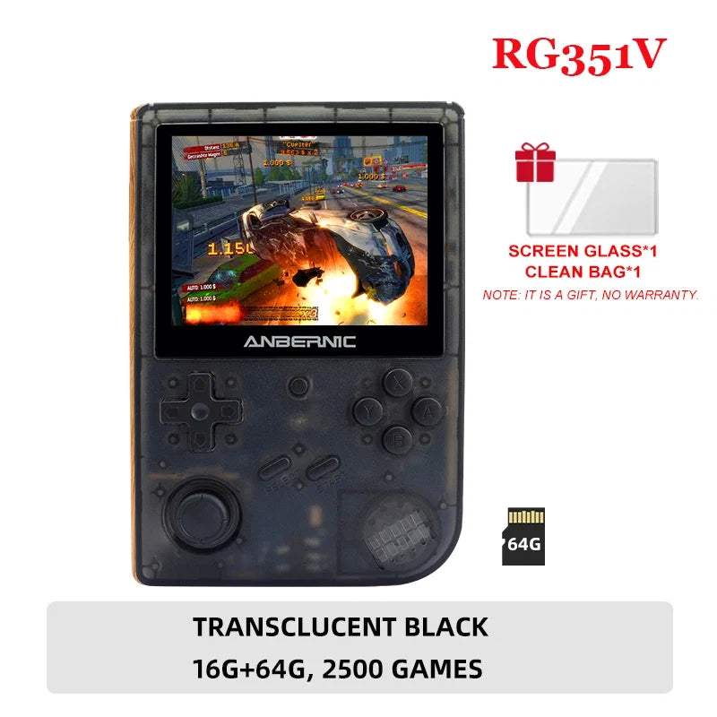 ANBERNIC RG351V Handheld Game Player IPS Screen 64G Card 2500 Classic Games RK3326 Open Source Retro Portable Game Console Gifts