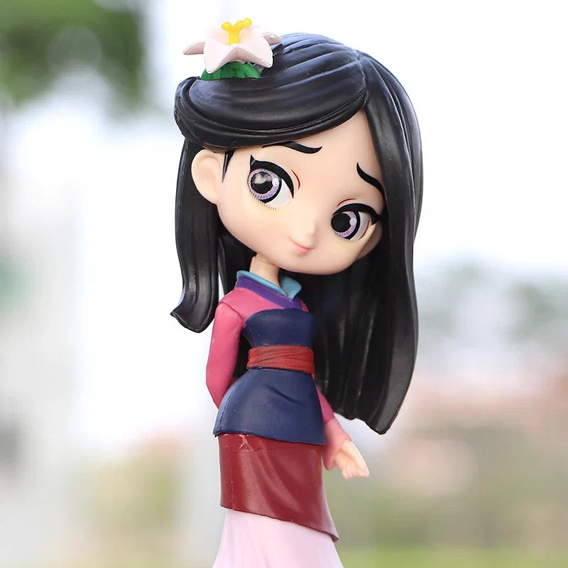 Miniso 14cm Q Posket Princess Mulan Figure Model Toys Cake Figure Animation Model Dolls Gifts home decor birthday party