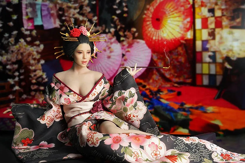 In Stock SET052 1/6 Japanese Geisha Oiran Japanese Sengoku Head Sculpt Kimono Costume Clothes Set Model for 12'' Body