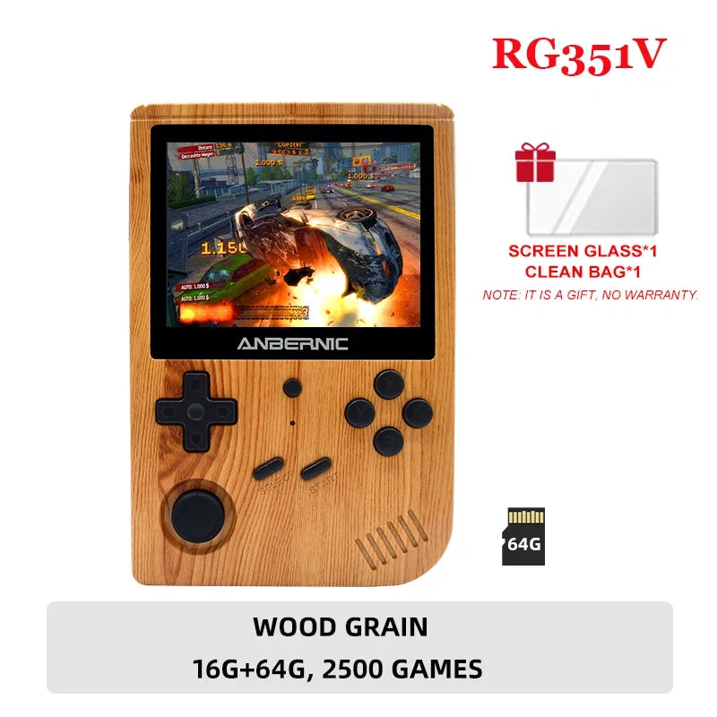 ANBERNIC RG351V Handheld Game Player IPS Screen 64G Card 2500 Classic Games RK3326 Open Source Retro Portable Game Console Gifts
