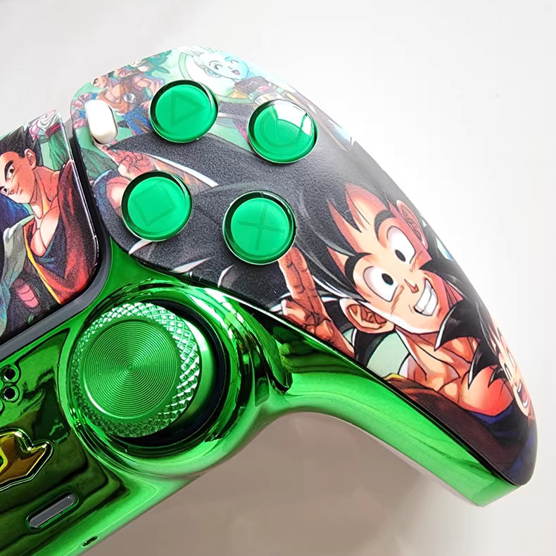 Sony original PS5 controller modified and upgraded with Hall effect TMR joysticks: Goku (Dragon Ball Z theme)