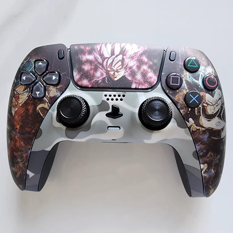 Sony original PS5 controller modified and upgraded with Hall TMR joysticks: Vegeta and Goku design.