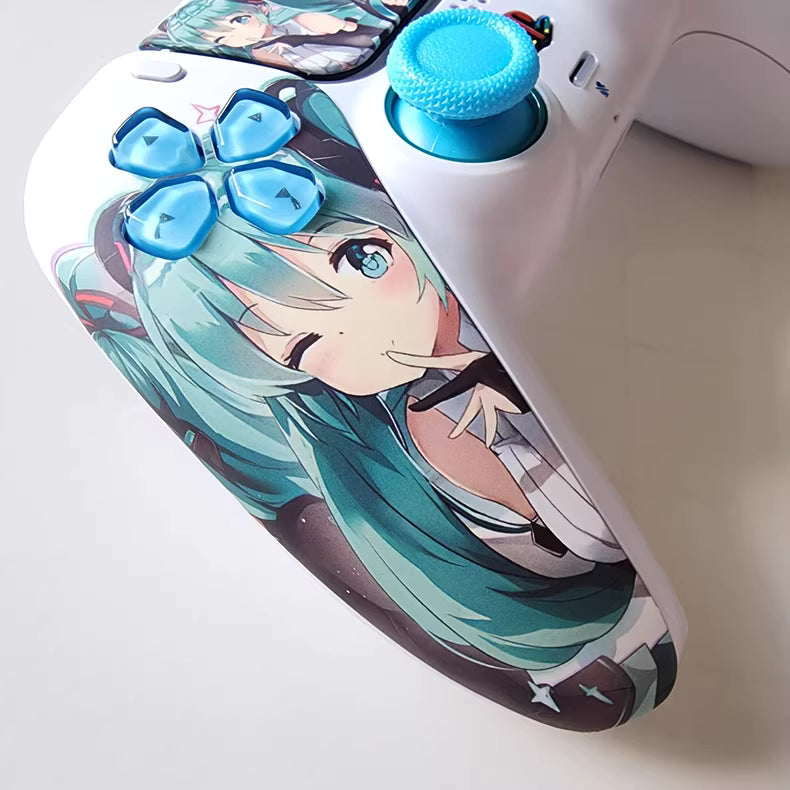 Sony PS5 original controller modified and upgraded with Hall effect TMR joysticks: Hatsune Miku edition