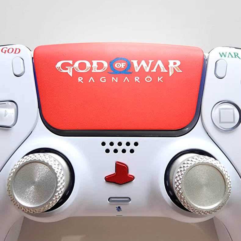 Sony PS5 original controller modified and upgraded with Hall effect TMR joysticks: Blood Red God of War edition.