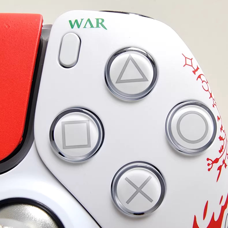 Sony PS5 original controller modified and upgraded with Hall effect TMR joysticks: Blood Red God of War edition.