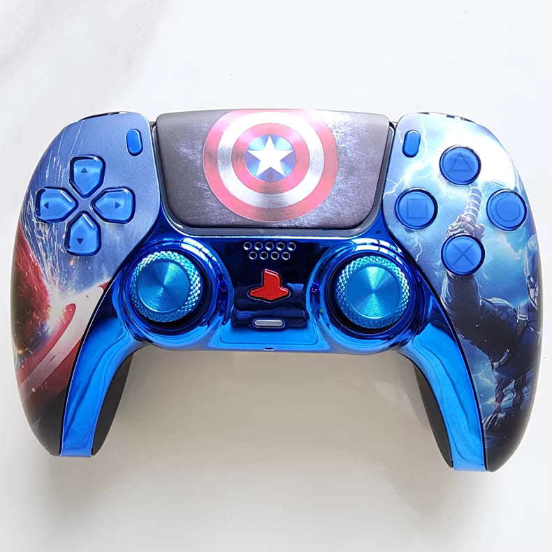 Sony original PS5 game controller upgraded with Hall effect TMR joysticks: Captain America's Aegis