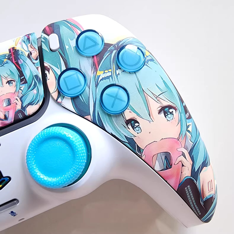 Sony PS5 original controller modified and upgraded with Hall effect TMR joysticks: Hatsune Miku edition