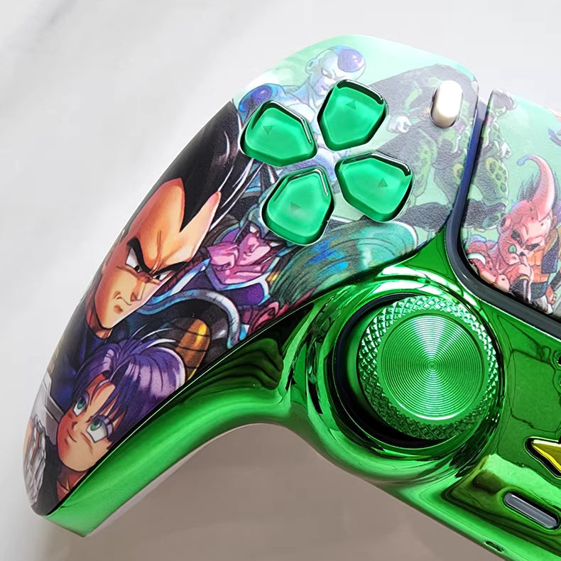 Sony original PS5 controller modified and upgraded with Hall effect TMR joysticks: Goku (Dragon Ball Z theme)
