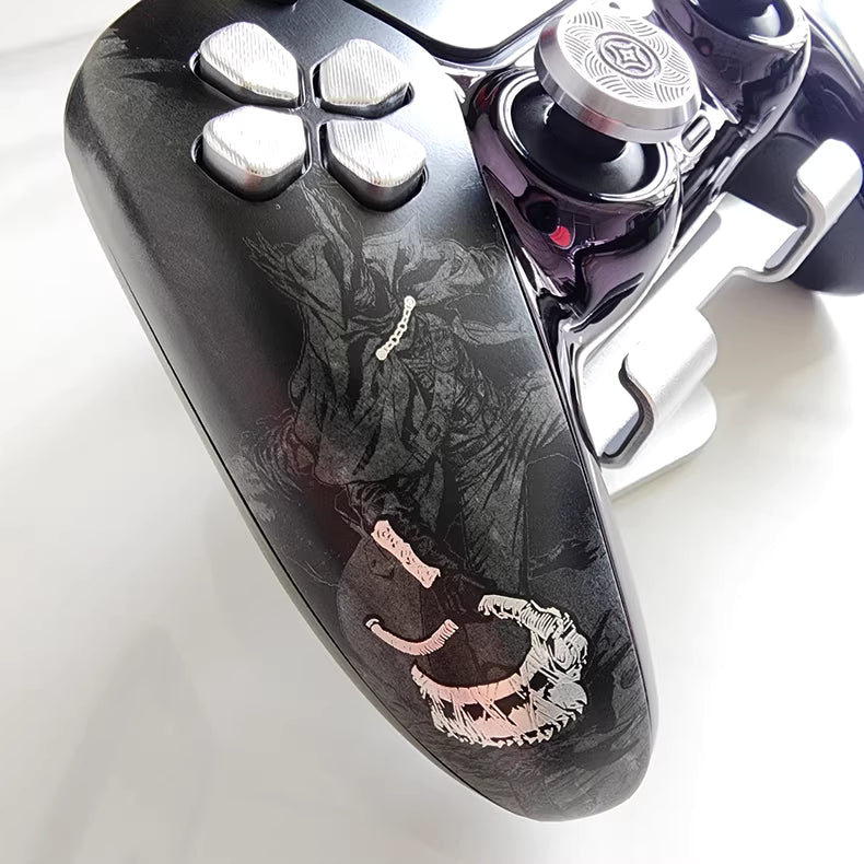 Sony PS5 original controller modified and upgraded with Hall TMR joysticks: Wind Blade Blood Curse edition.