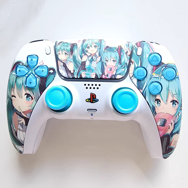 Sony PS5 original controller modified and upgraded with Hall effect TMR joysticks: Hatsune Miku edition