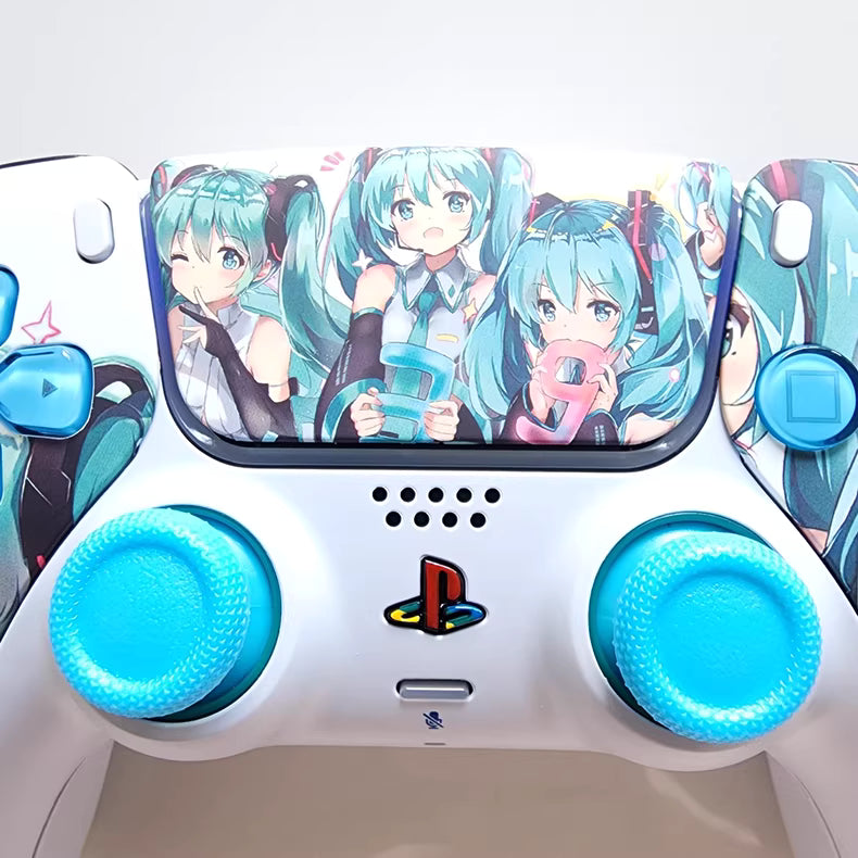 Sony PS5 original controller modified and upgraded with Hall effect TMR joysticks: Hatsune Miku edition