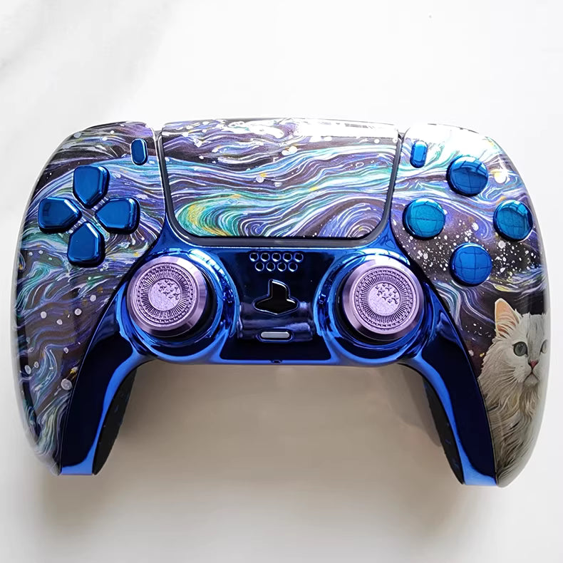 Sony original PS5 controller modified and upgraded with Hall TMR joystick: Van Gogh's Cat
