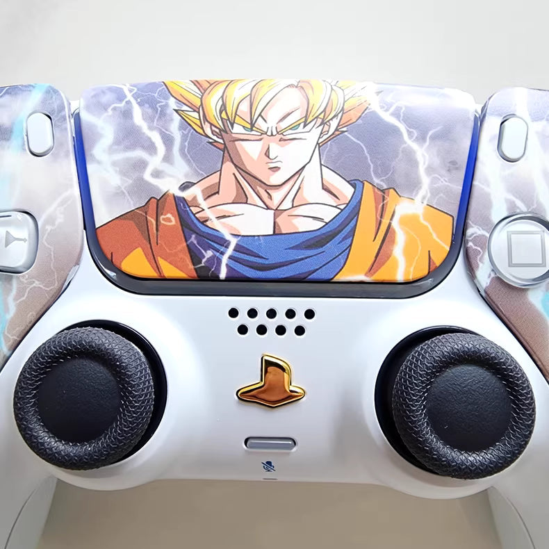 Sony original PS5 controller modified and upgraded with Hall effect TMR joysticks: Lightning Goku edition.